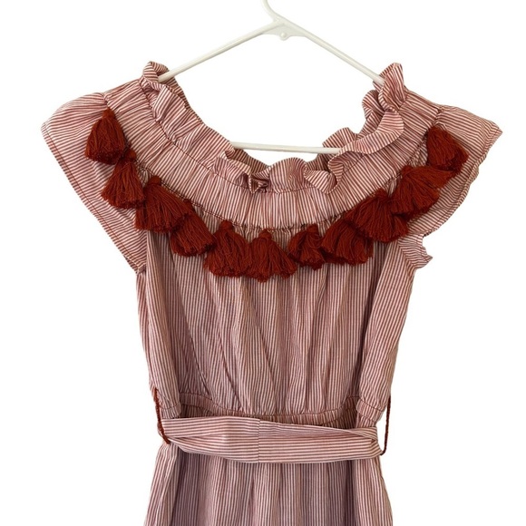 TULAROSA Dress Womens Small Revolve Lana Getty Stripe Tassel Boho Midi Flirty - Picture 9 of 13